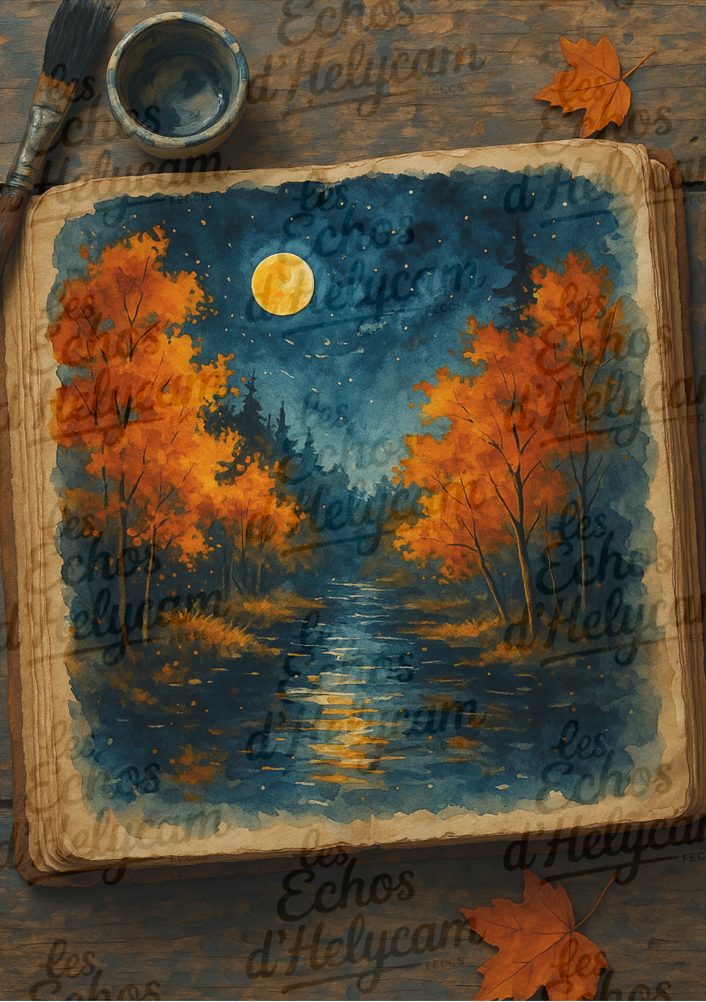 đ Affiche Automne Magique â Tasses & Paysages au Clair de Lune đ (livraison incluse)