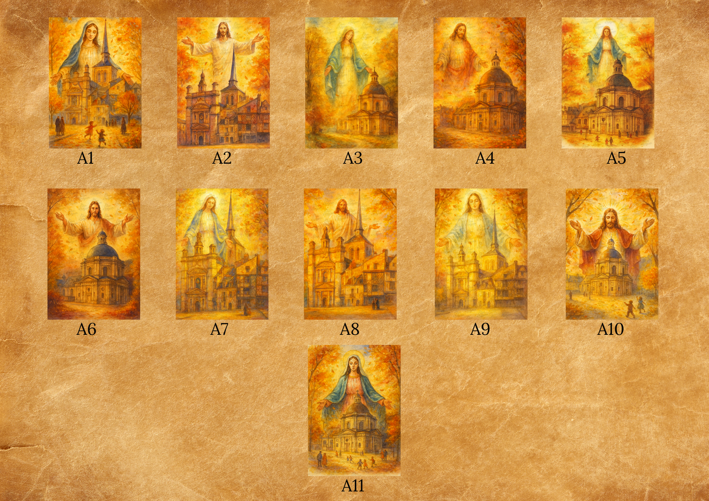 ✨ Lumière du Ciel – Cartes illustrées de Jésus et Marie ✨
