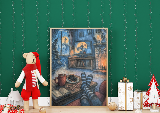 Affiche de Noël – Soirée cosy devant la télé