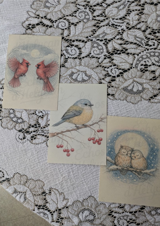 Oiseaux d’hiver – Illustrations A5