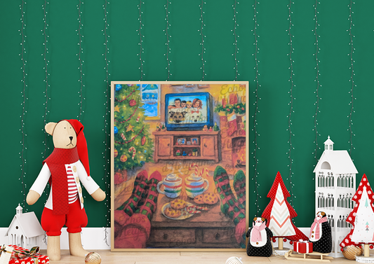 Affiche de Noël – Soirée cosy devant la télé