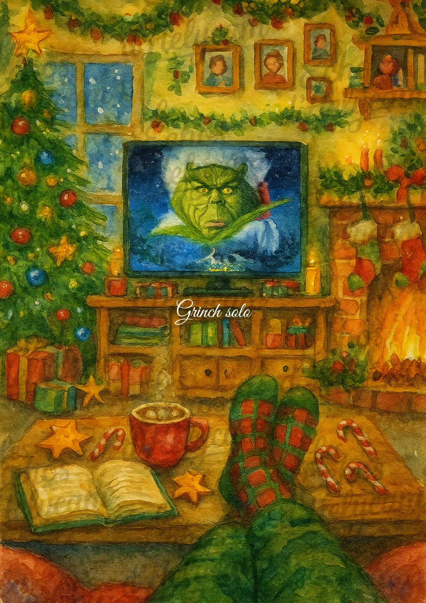 Affiche de Noël – Soirée cosy devant la télé