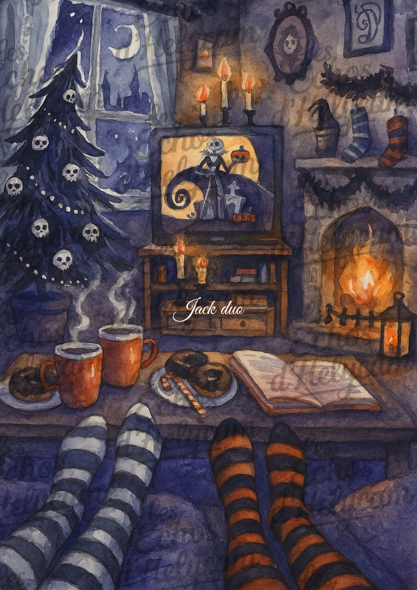 Affiche de Noël – Soirée cosy devant la télé
