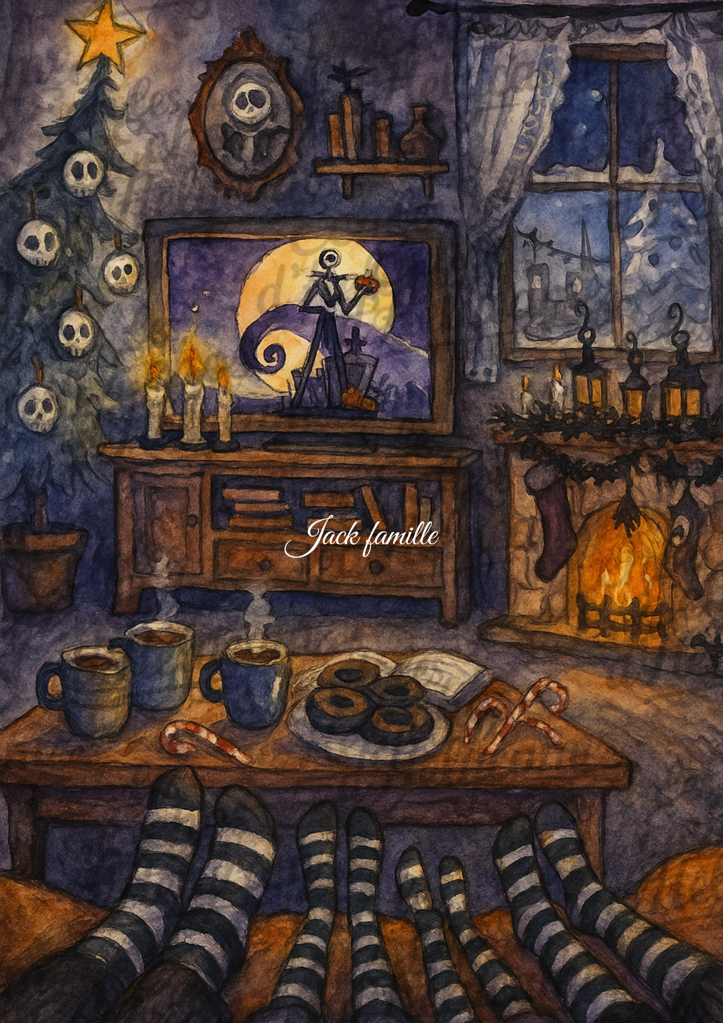 Affiche de Noël – Soirée cosy devant la télé