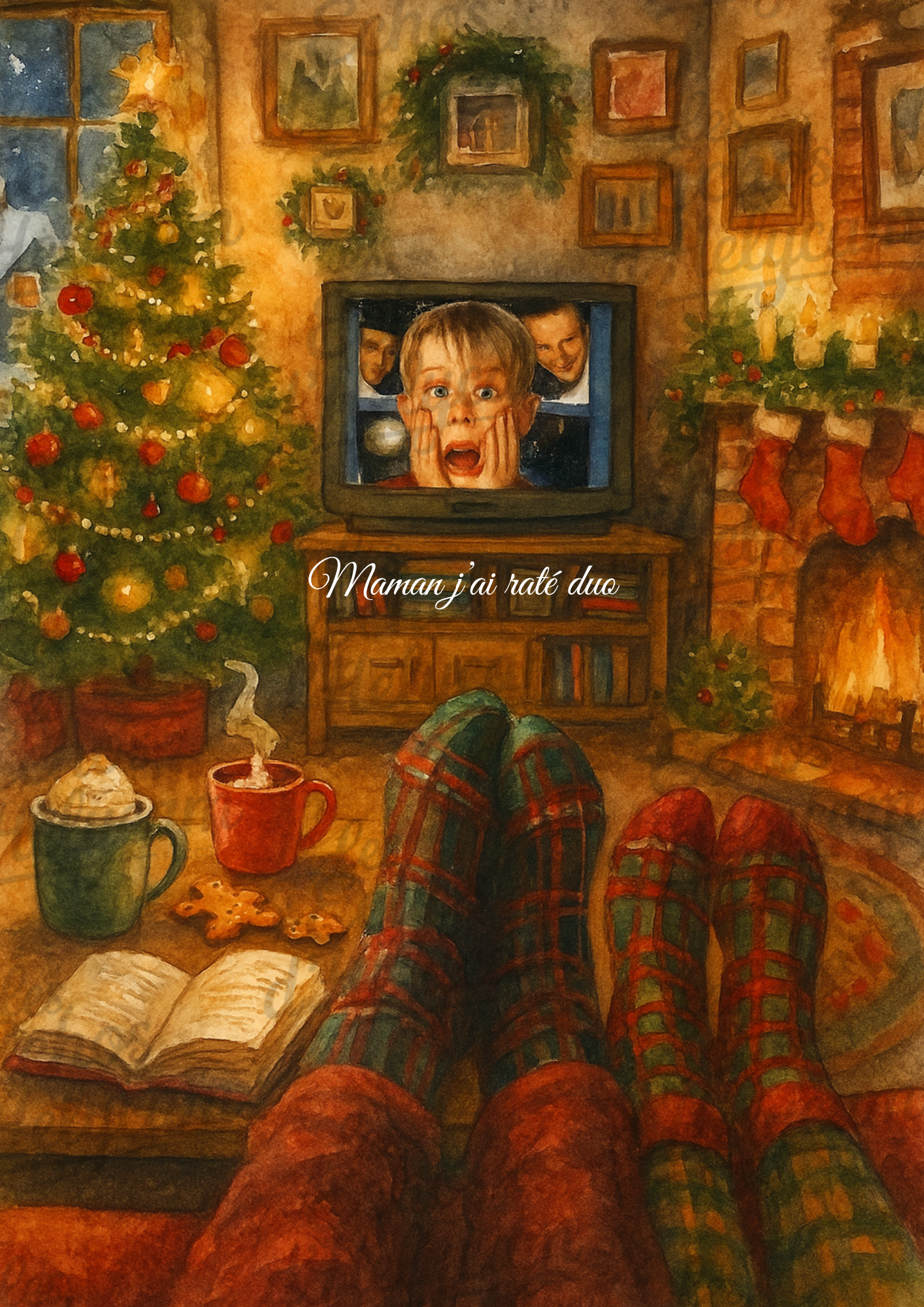 Affiche de Noël – Soirée cosy devant la télé