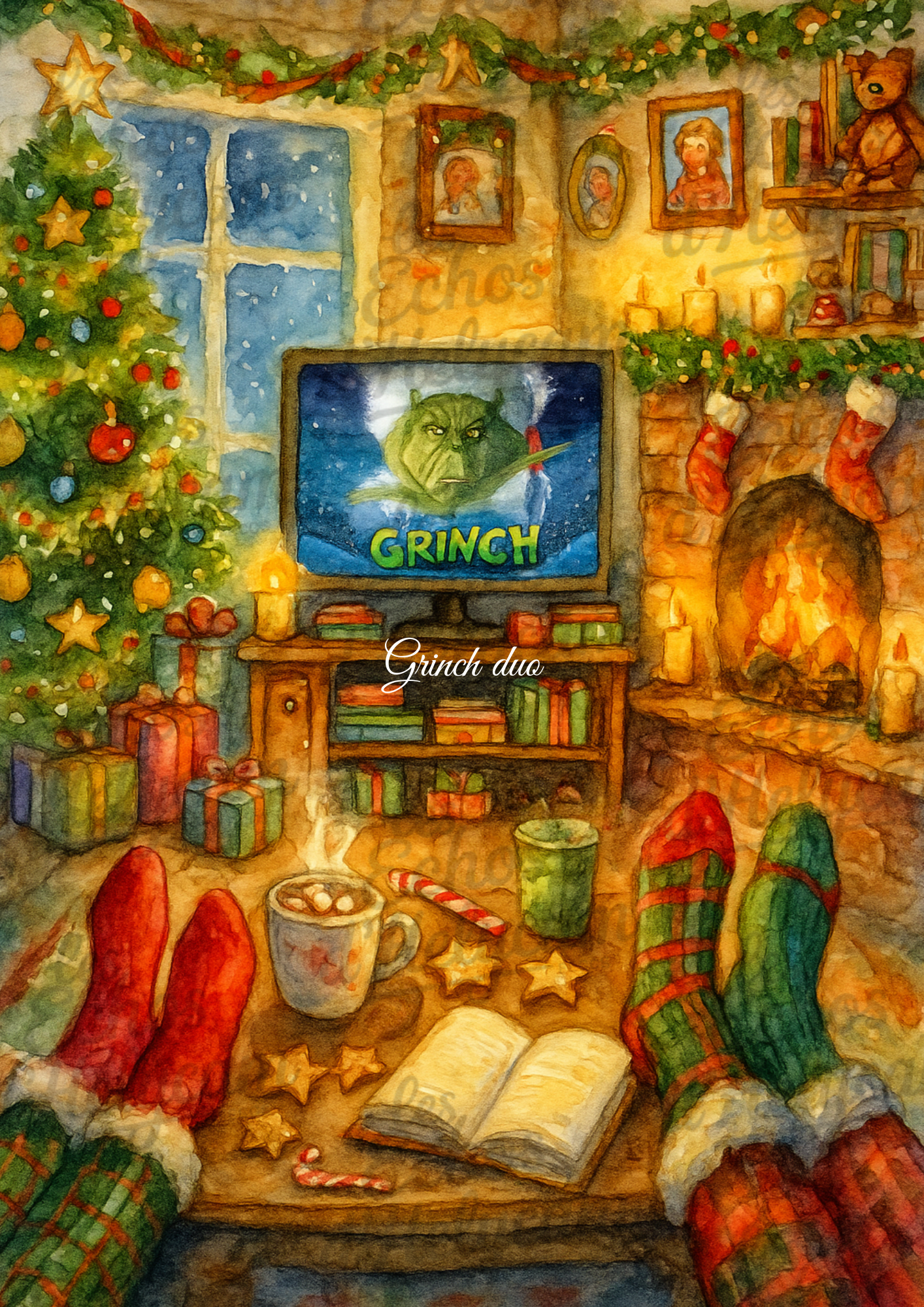 Affiche de Noël – Soirée cosy devant la télé