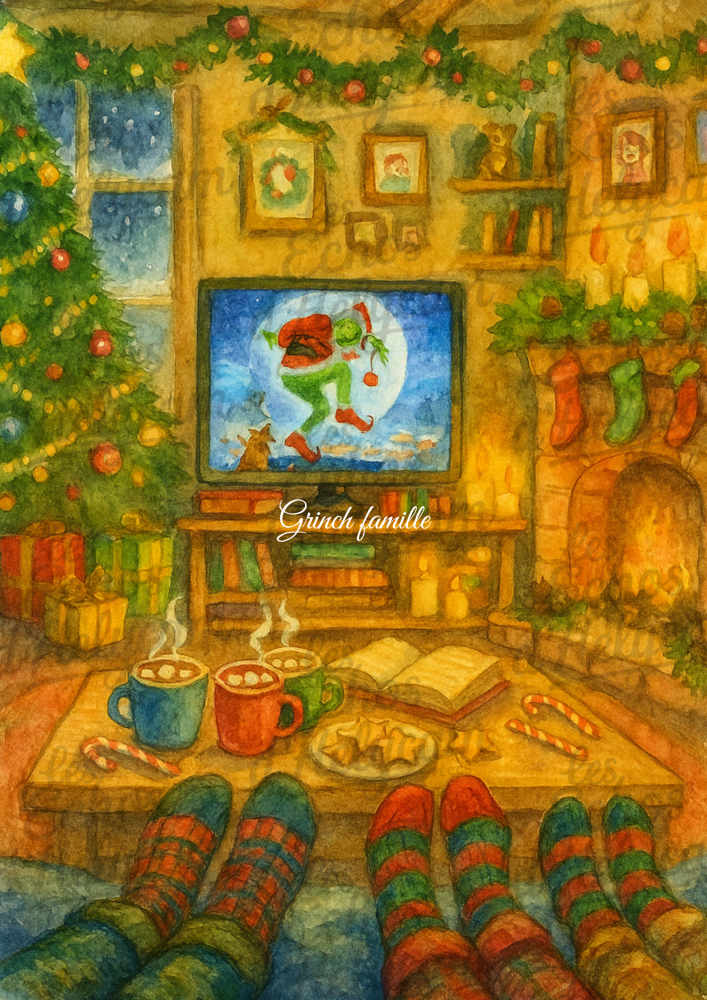 Affiche de Noël – Soirée cosy devant la télé