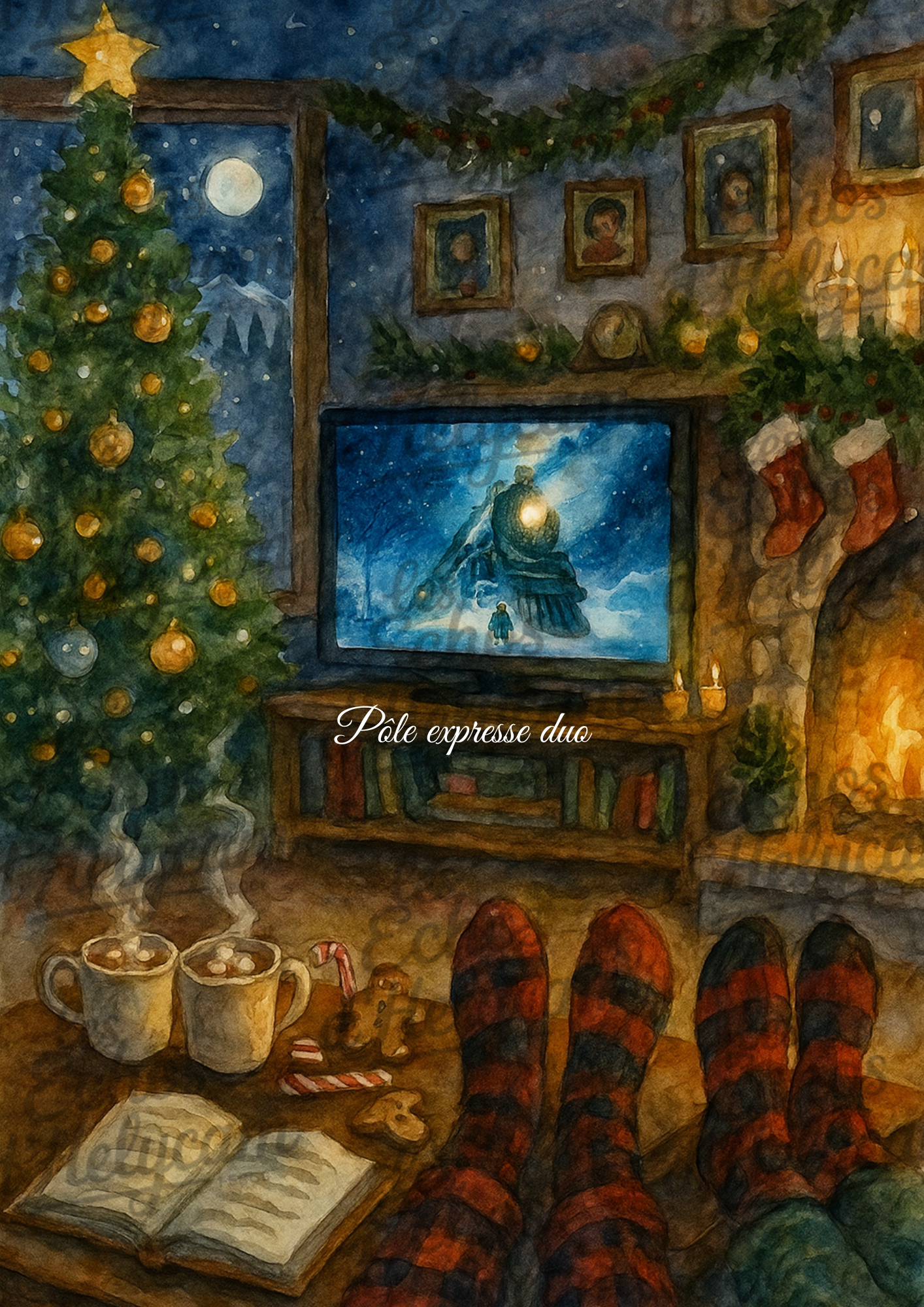 Affiche de Noël – Soirée cosy devant la télé