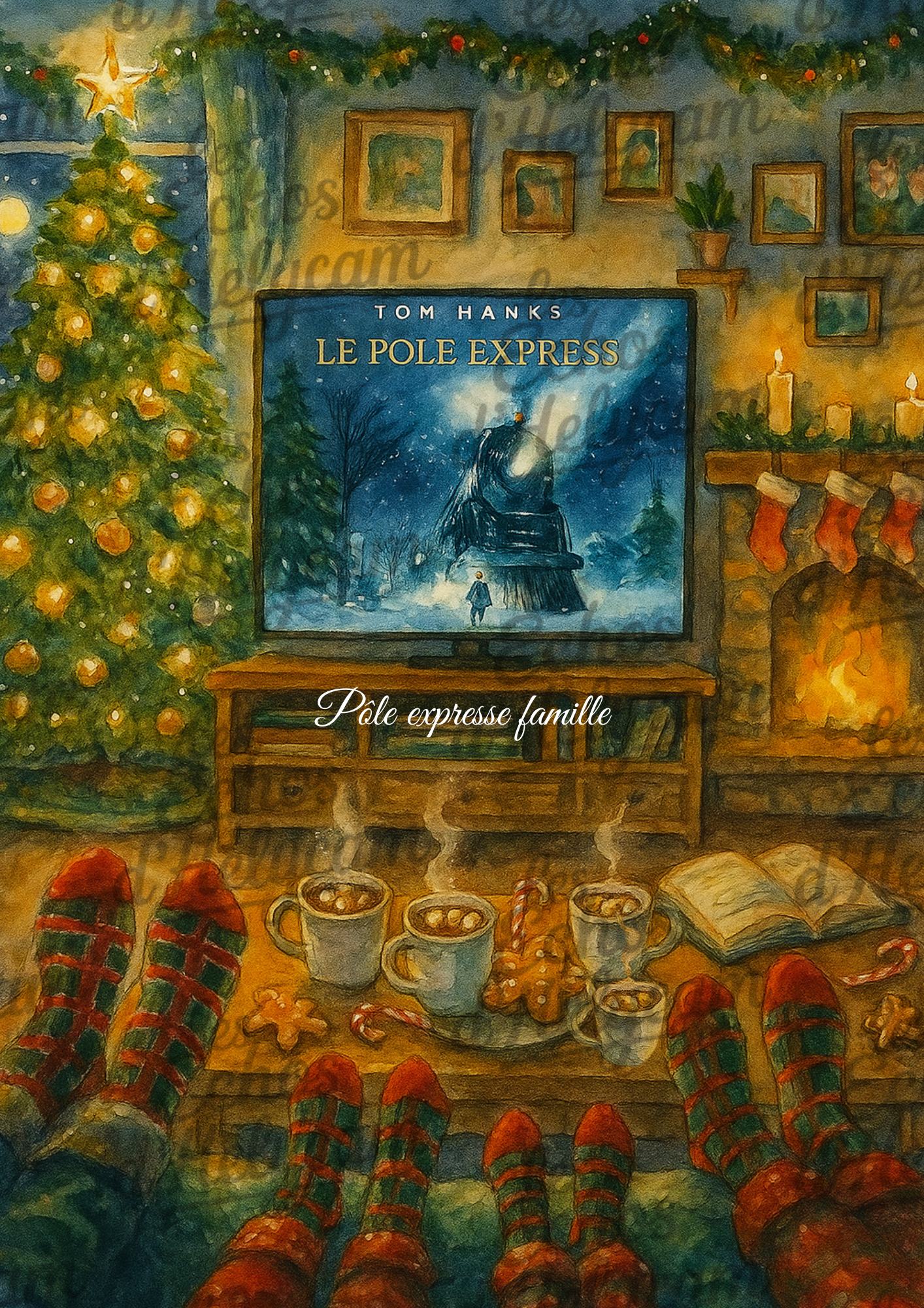 Affiche de Noël – Soirée cosy devant la télé